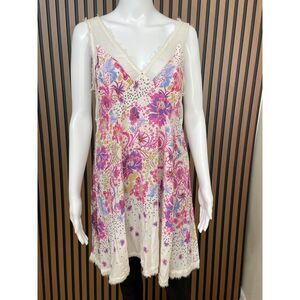 Free People Longwood Women's Dress Slip Lightweight Mini V-Neck M Purple Floral